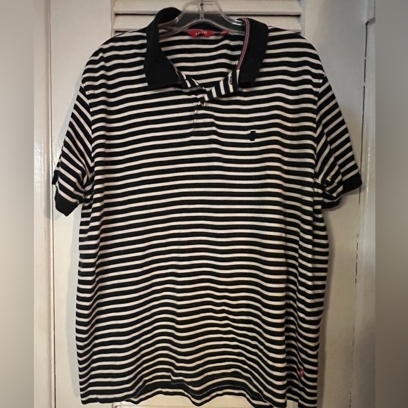 Izod black and white stripe golf polo - Picture 2 of 5